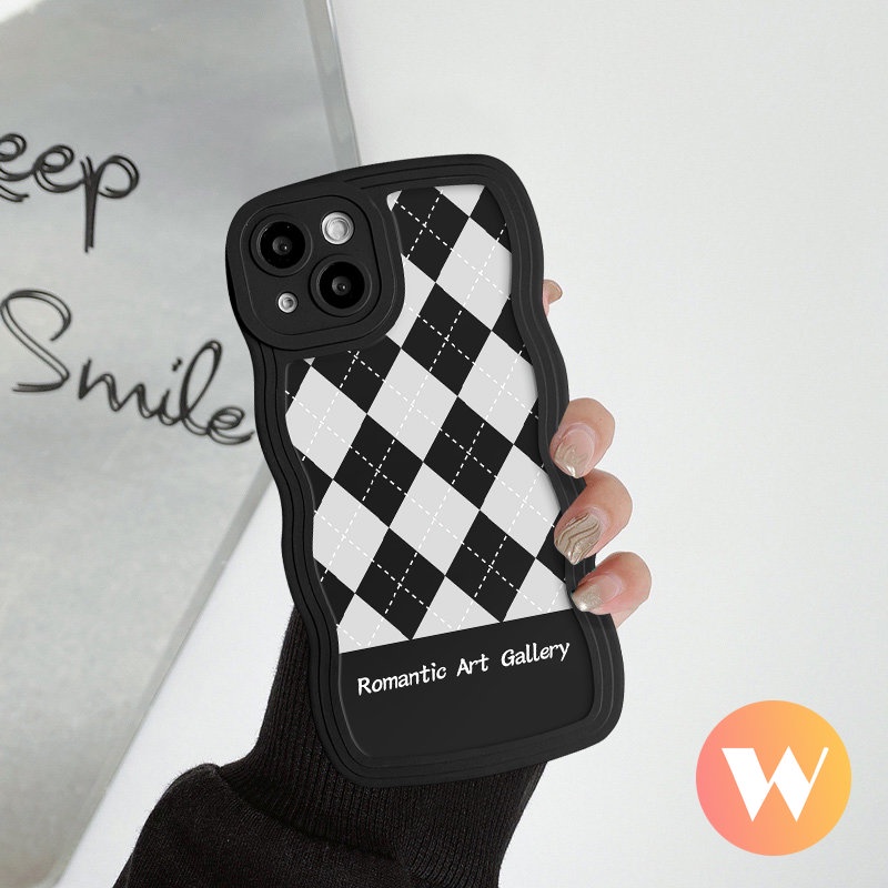 Checkerboard Diamond Grid Case Untuk Realme C15 C35 C33 C25Y C25s C11 C55 C21Y C30 C20 C17 C20A C12 C3 C25 5s 9i 8i 9 Pro+10 6i 8 5i 8Pro 7 5 7i Lembut Bergelombang Penutup Tepi