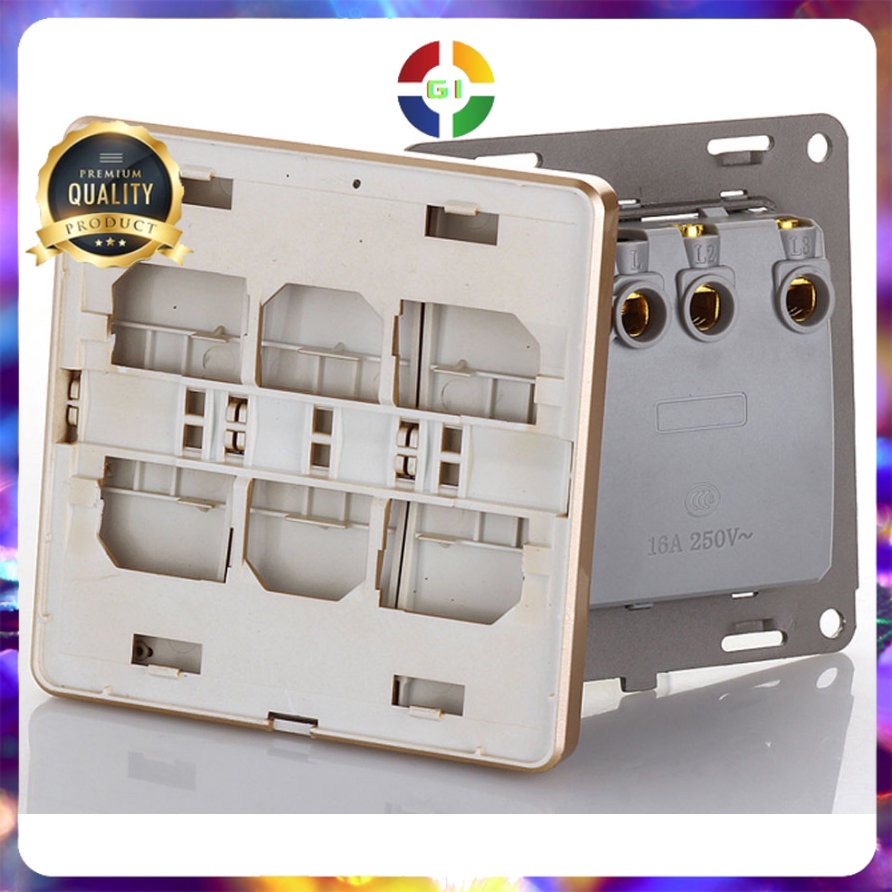 Saklar Lampu Listrik Rumah 3 Tombol Golden