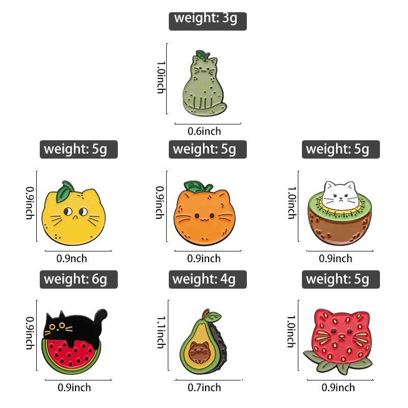 Buah-buahan Lucu Kucing Enamel Pin Strawberry Manis Lemon Bros Lencana Kartun Hewan Kerah Lencana Ransel Perhiasan Hadiah
