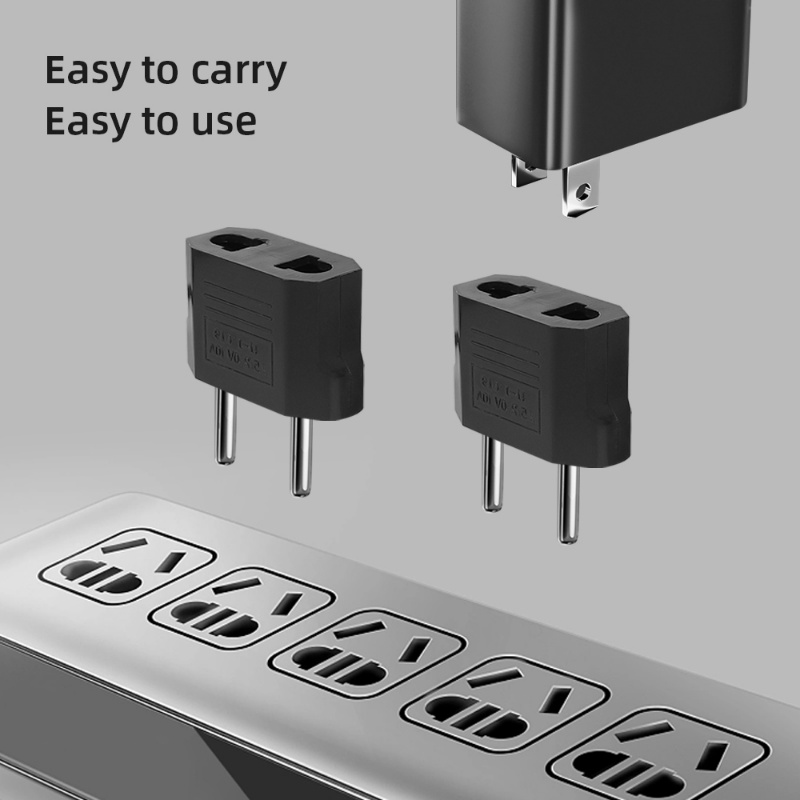 Adaptor Konversi Steker 2 pin Portable US To EU/Converter Colokan Peralatan Listrik Praktis/Konektor Charger Soket Rumah