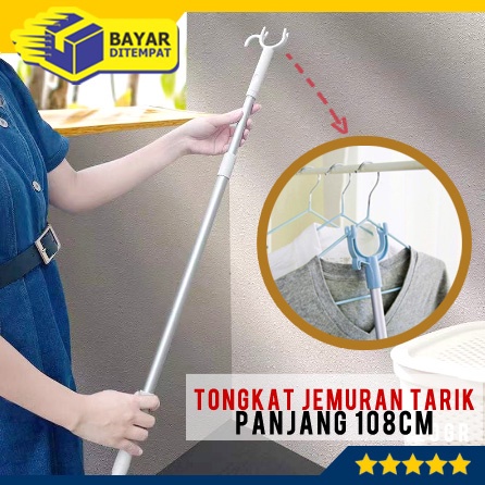 Tongkat Jemuran Pengait Pakaian Hanger Bisa Tarik Panjang Pendek