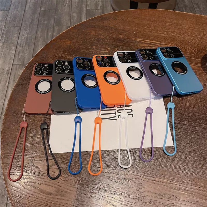 IPHONE Casing Lensa Perlindungan Kamera Mewah Iphone14 Pro Max Dengan strap case Iphone12 13 Pro Max14 Plus Proteksi Tahan Guncangan Tertutup Penuh hard back cover