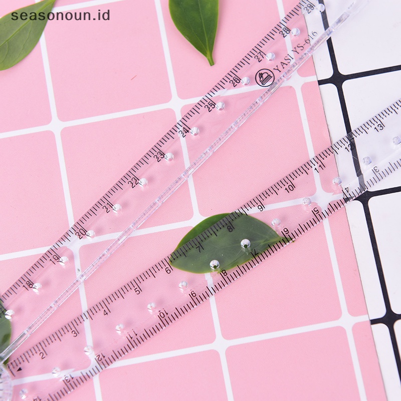 Penggaris Lurus Lipat Akrilik Plastik Bening Seasonoun 30cm Gambar Perlengkapan Anak Sekolah.
