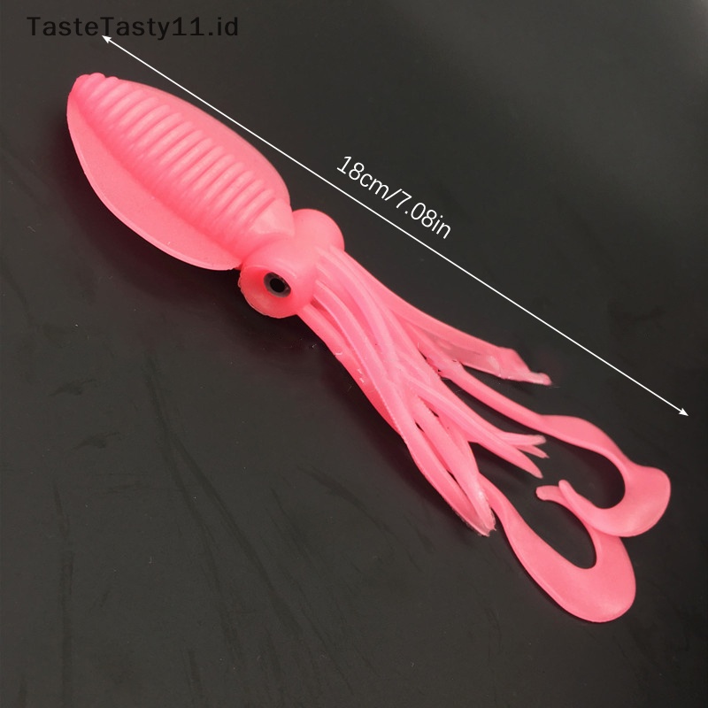 Tastetasty 18cm Memancing Soft Lure Luminous/UV Squid Jig Mancing Tuna Lures Gurita Rok Laut Memancing Wobbler Umpan Leurre.