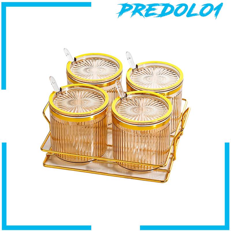 [Predolo1] Condiment Pots Tank Wadah Makanan Dengan Tutup Dan Sendok