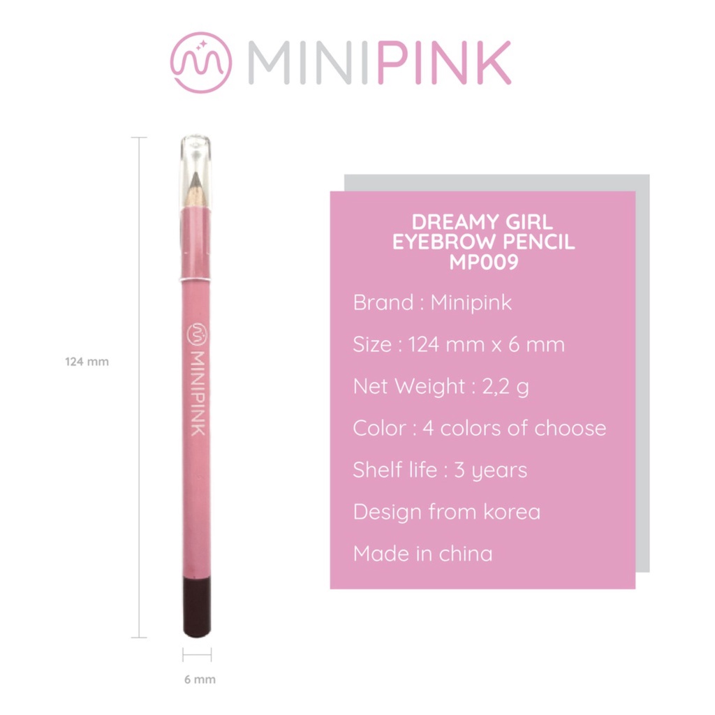 MINIPINK Pensil Alis Lembut Dreamy Girl Eyebrow Pencil Waterproof Long Lasting MP009