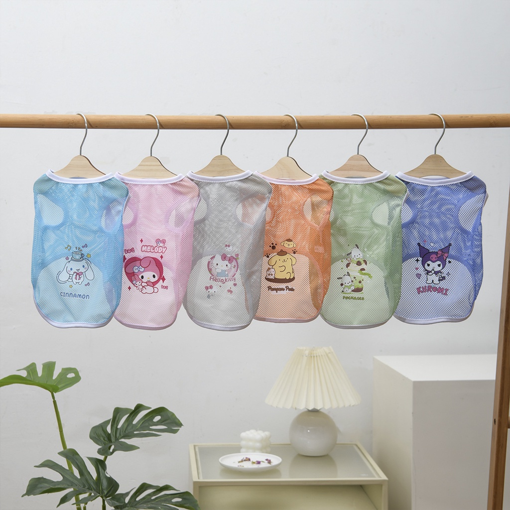 Pakaian Hewan Peliharaan Kucing Dan Anjing Musim Semi Dan Musim Panas Rompi Keren Sanrio mesh Rompi golden hair Keji Pakaian Anjing Sedang Dan Besar