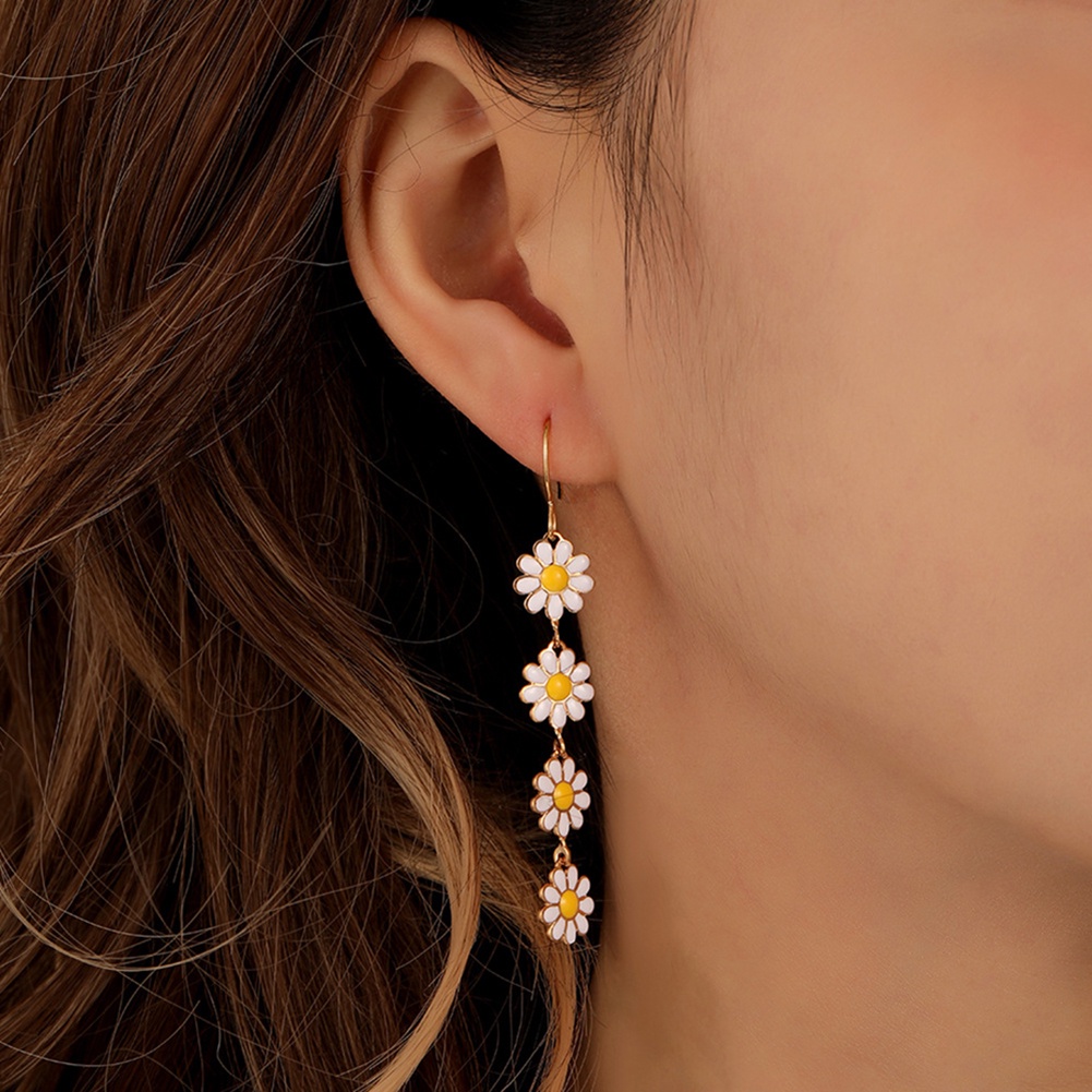 2 Pcs Warna-Warni Anting Bunga Indah Daisy Drop Menjuntai Anting-Anting Elegan Manis Anting Hadiah Untuk Perempuan