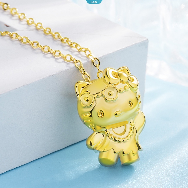 Fashion Korea Kartun Emas Putih Yellow Gold HelloKitty Liontin Kalung Perhiasan Perempuan Hadiah Hari Valentine Tgl14 Februari [ZK]