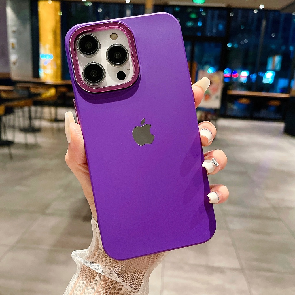 IPHONE Cairan Silikon electroplated lens loop Dengan built-in velvet soft phone case Untuk Iphone14 13 12 11 Pro Max