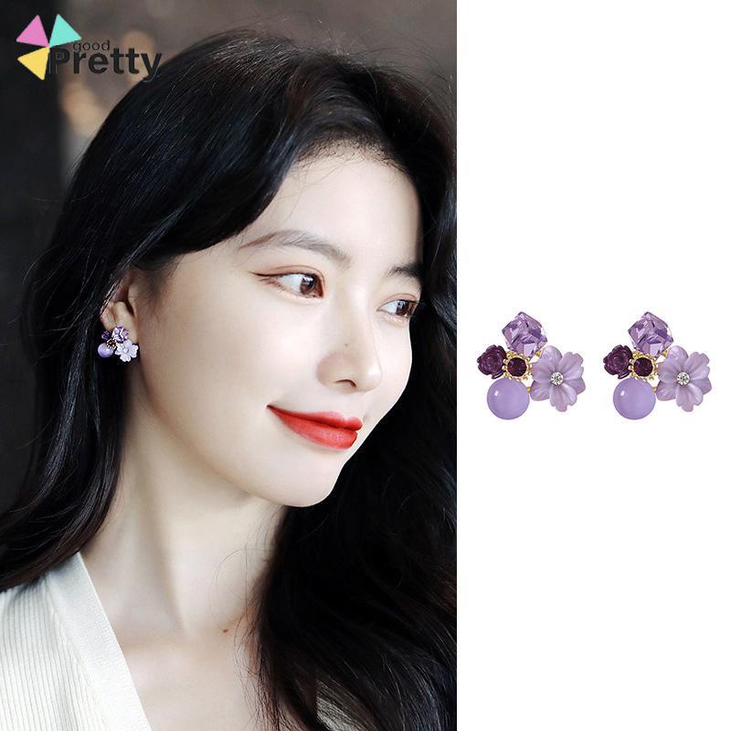 Anting Bunga Kristal vintage Anting Indera Kelas Atas Anting Temperamen Lembut Untuk Wanita - PD