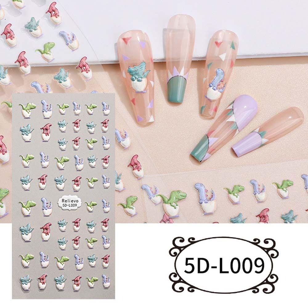 AUGUSTINA Agustinina Stiker Kuku Kartun Wanita Warna-Warni Cinta Hati Hewan Kucing Anjing Dekorasi Kuku