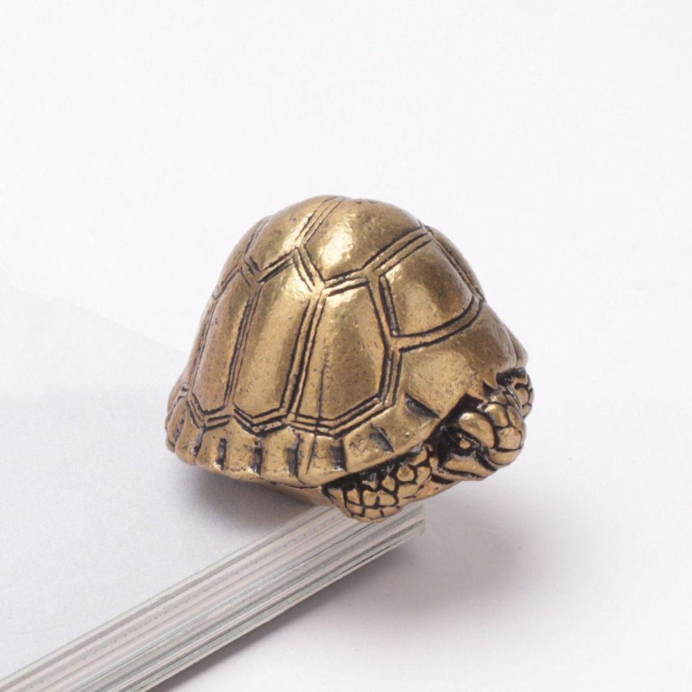[Elegan] Ornamen Kura Kura Kecil Kreatif Pengerjaan Halus Mudah Digunakan Miniatur Patung Kerajinan Kuningan Teh Pet