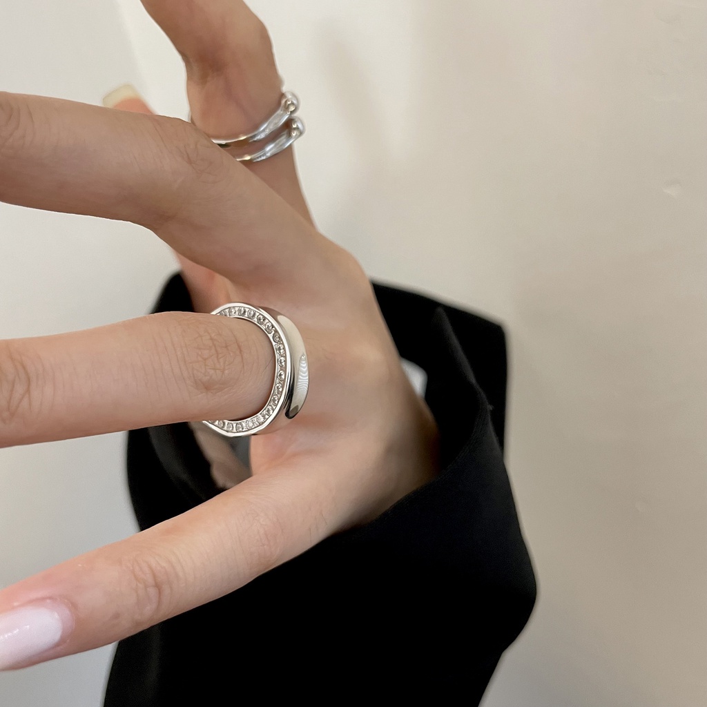 Geometris Tidak Teratur Zirkon Pembukaan Cincin Aksesoris Versi Korea Kepribadian Retro Fashion