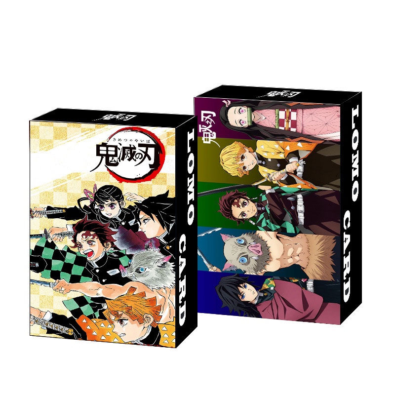 30pcs /Box Anime Demon Slayer LOMO Card Tanjirou Nezuko Zenitsu Inosuke Karakter Pattern Board Main Game Kartu Mainan Koleksi