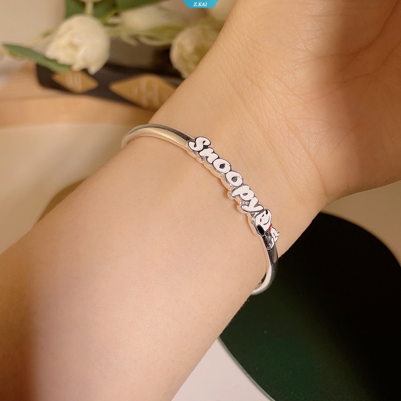 Snoopy Gelang Lucu Kartun Adjustable Gelang Untuk Wanita Fashion Rantai Baja Titanium Bangle Perhiasan Aksesoris Hadiah Pesta [ZK]
