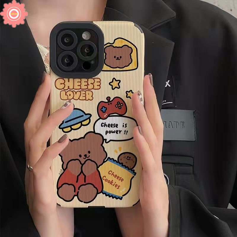 IPHONE Case Kompatibel Untuk Iphone7 8 Plus 11 12 14 13 Pro MAX X XR XS MAX 7Plus Kartun Pangkat Kings Prince Boji Mewah Tekstur Kulit Beruang Lucu Shockproof Soft Tpu Cover