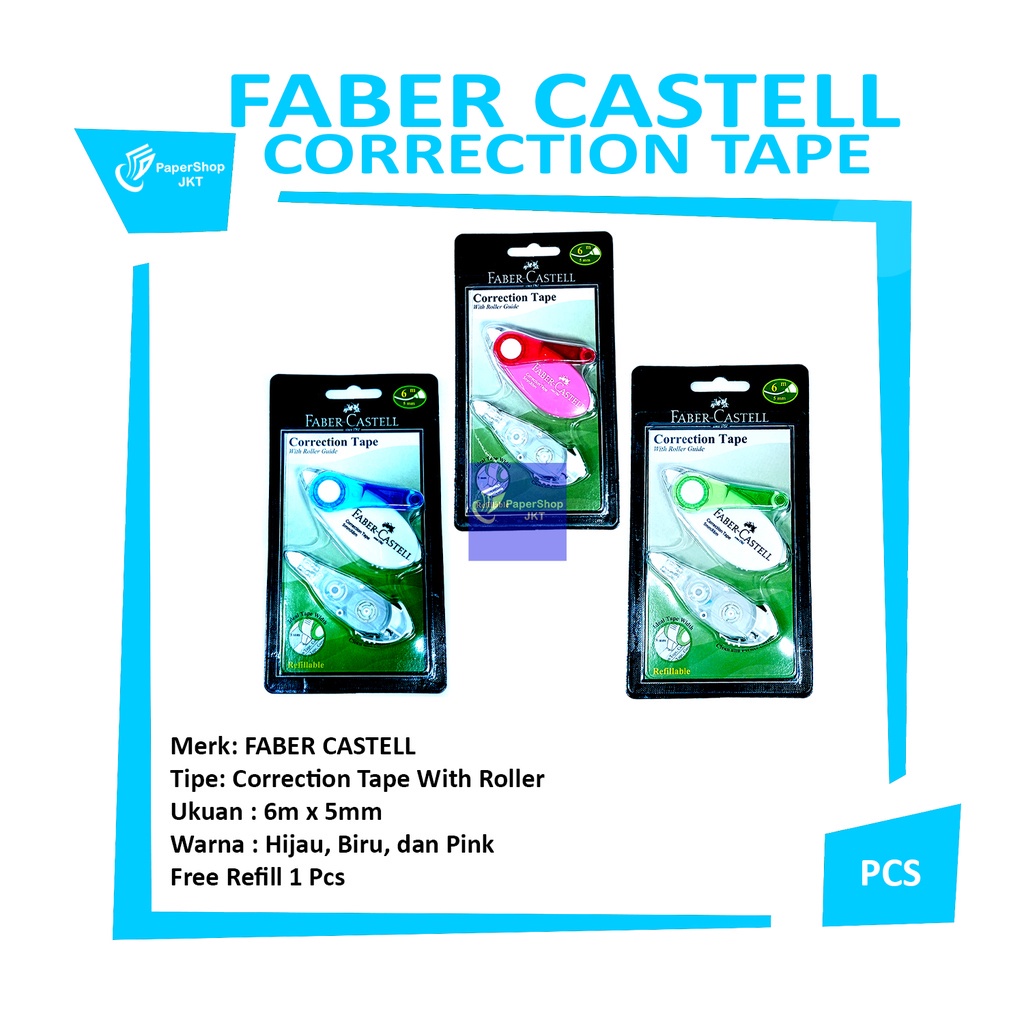 

FABER CASTELL - Correction Tape SR-506 With Roller Guide 5mm x 6m - Pcs