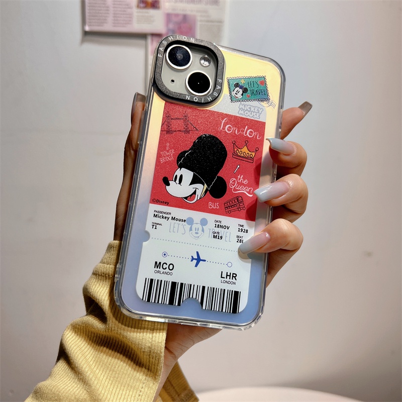 IPHONE Casing Hp Anime Laser Cocok Untuk Iphone14 13 12 11 Pro X XS Max XR 14Plus Full Set Electroplated Mickey Minnie Kartun Disney Soft Case