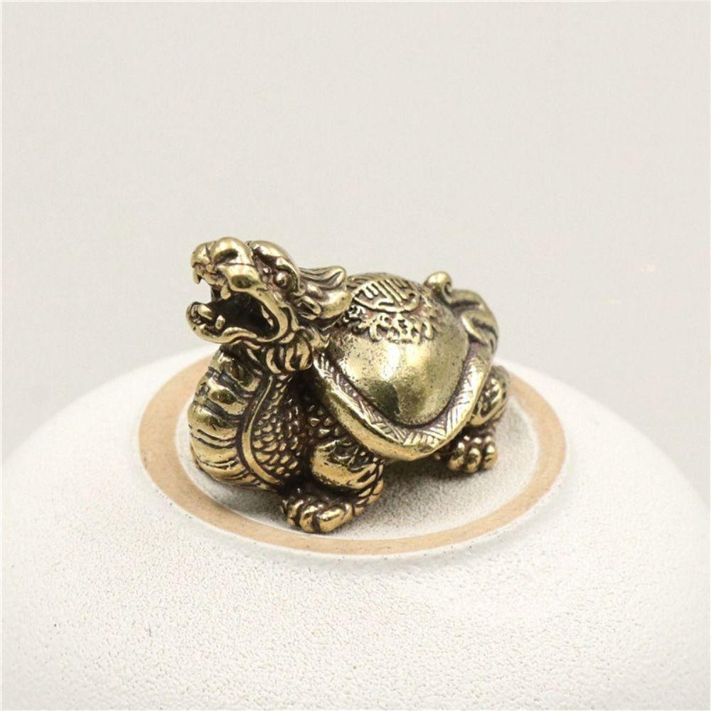 Ornamen Kura Naga Agustina Klasik Patung Miniatur Serbaguna Panjang Umur Tembaga Solid Belajar Ornamen