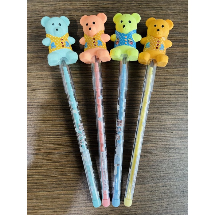 

pensil susun kepala karet teddy bear satuan -ZiiLOngSell
