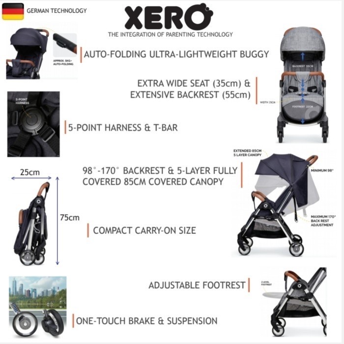 Xero autofold stroller | Dorongan bayi