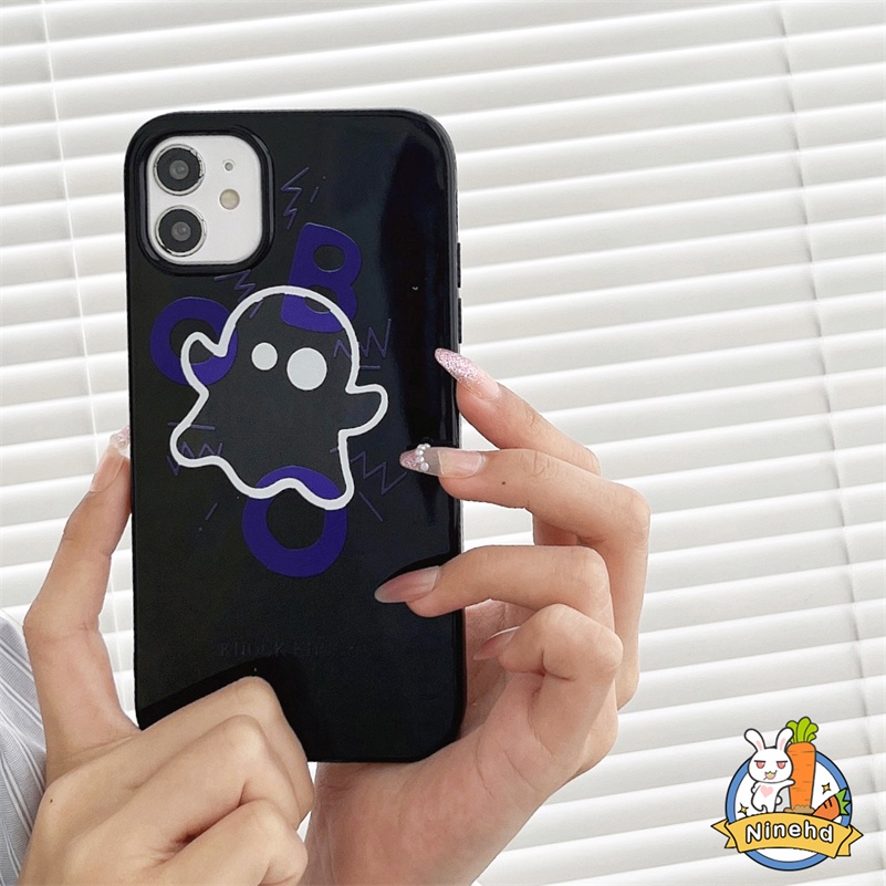 IPHONE Casing Kompatibel Untuk Iphone14 13 12 11 Pro Max X Xr Xs Max8 7 6 6s Plus SE 2020 Motif Emoticon Hantu Lucu Casing Ponsel Penuh Melindungi Shockproof Halus Glossy Silikon Soft Case