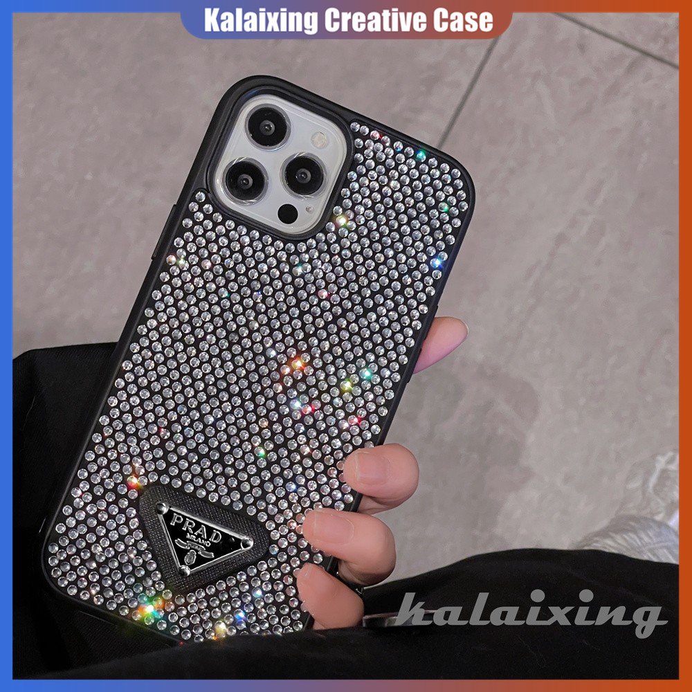 Casing Berlian Logo Prada Elegan Untuk iPhone 14 Pro14 Plus 14 Pro Max11 12-12 Pro-13 Pro Max Hard Casing