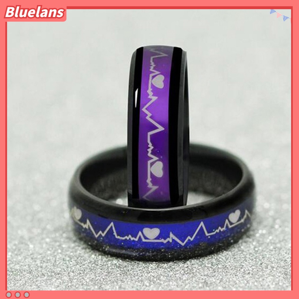 [BLS] Cincin Couple Ring Bulat Unisex Anti Karat Bergaya Motif Print Untuk Pacaran