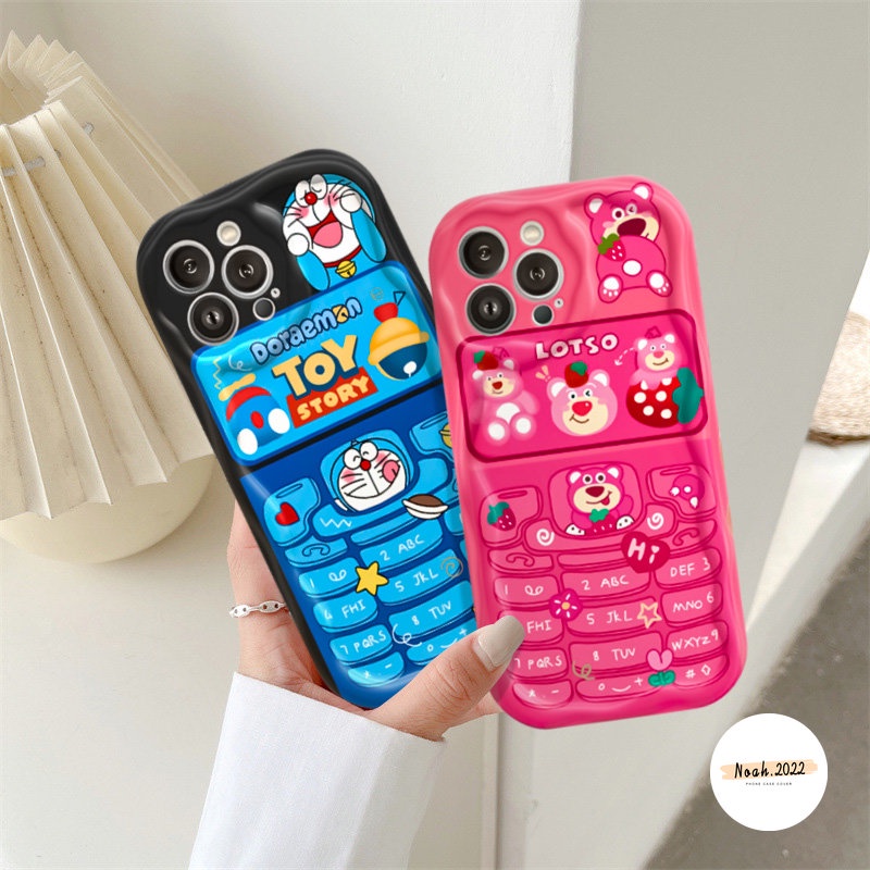 Cute Doraemon Losto Case OPPO A57 A16K A95 A17 A15 A12 A17K A76 A16 A5s A53 A55 A77 A52 A7 A77s A96 A1K A16s A3s A15s A54 A74 A12E A5 A9 A31 3D Wavy Curved Edge Glossy Couple Case