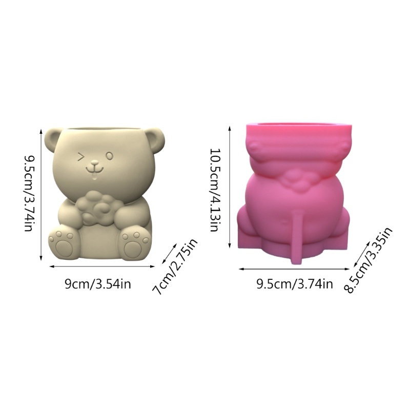 Siy Pot Bunga Cetakan Silikon Succulent Planter Little Bear Pot Bunga Concrete Mold