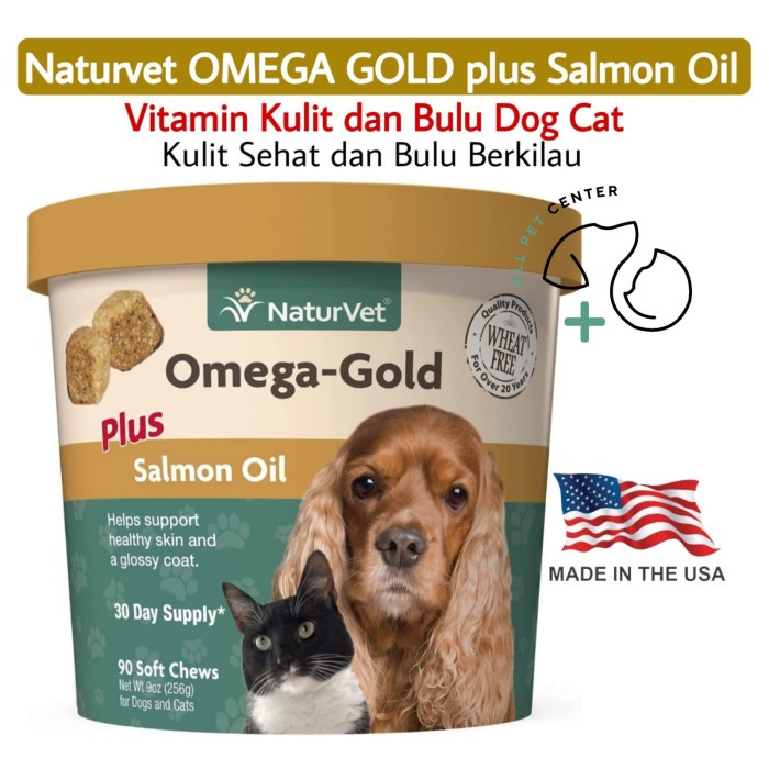 Vitamin Bulu Anjing Kucing Naturvet Omega Gold Plus Salmon Oil