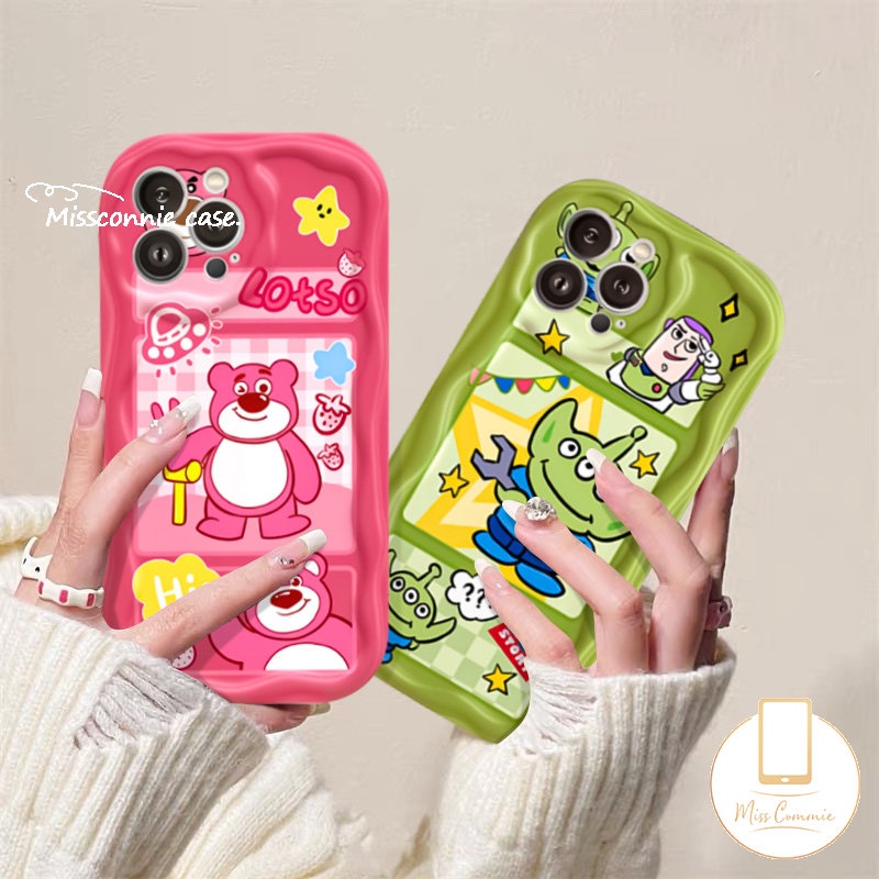 Kartun Toy Story Alien Strawberry Bear Manyo Case Untuk Redmi Note10 10s 8 12 9 11 11s 10Pro Max Plus POCO M3 Redmi 10C 10 A2 9 10A 9A 9T A1 9C NFC 3D Wavy Curved Edge Lovely Case