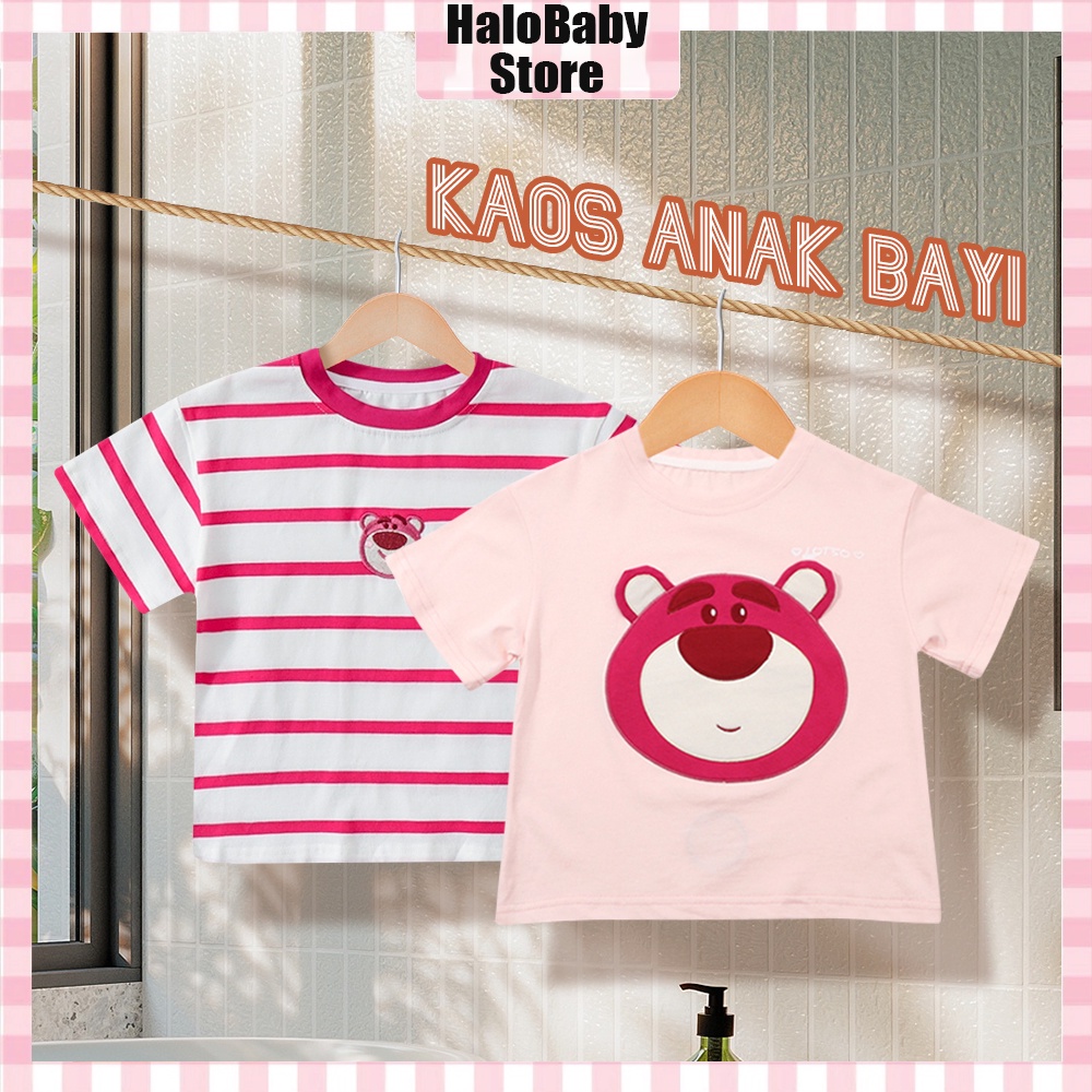 Halo Baby 1-7 Tahun Baju Kaos Anak Lengan Pendek/kaos anak Perempuan/Stawberry Bear Tshirt anak