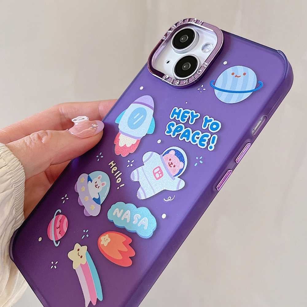 Kartun Luar Angkasa Astronot Beruang IPhone Case Kompatibel Untuk Iphone11 14 Pro Max 13 Pro Max12 IPhone X XS XR 7 8 Plus Ultra Hybrid Lembut TPU Belakang Ponsel Cover