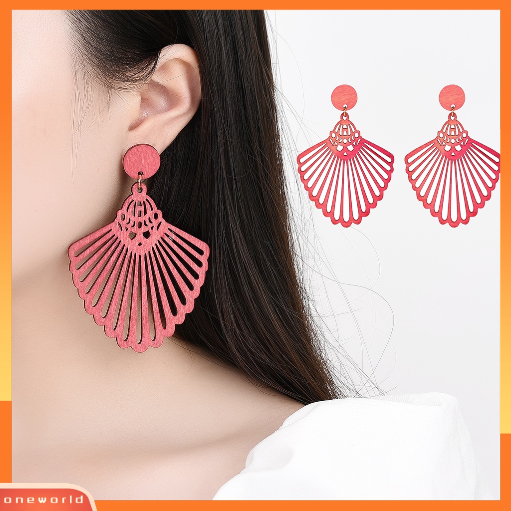 [ONE] 1pasang Anting Menjuntai Retro Geometris Berongga Diukir Permukaan Halus Buatan Tangan Hias Colorfast Tanpa Sakit Memakai Tindik Stud Earrings Perhiasan Aksesori