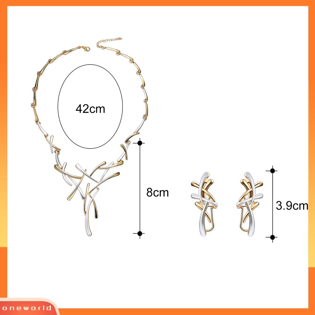 [ONE] 1set Set Kalung Anting Portabel Tahan Korosi Paduan Cabang Pola Salib Wanita Set Perhiasan Untuk Pakaian Sehari-Hari