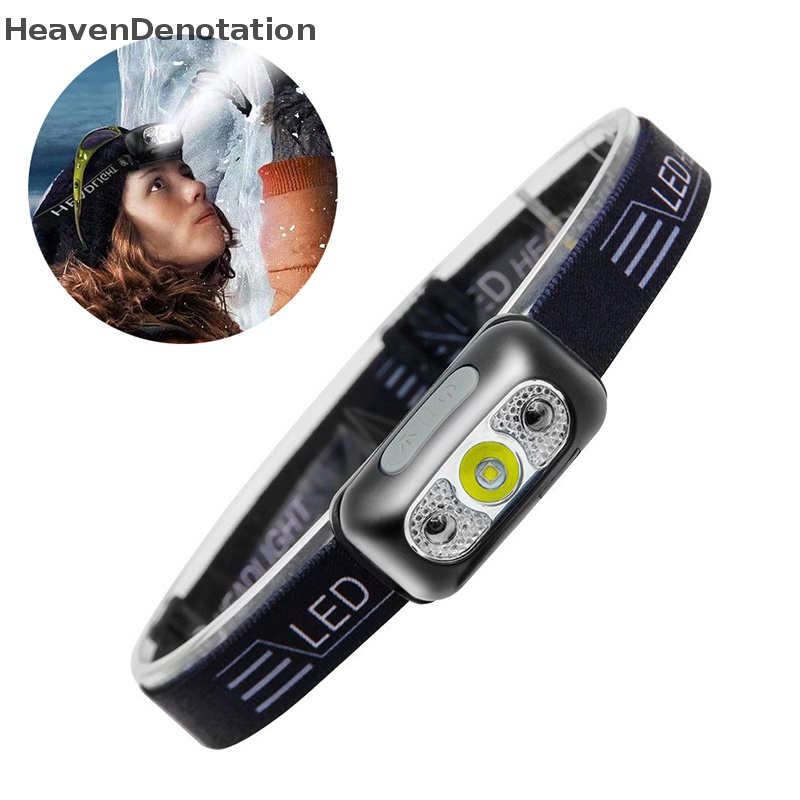 [HeavenDenotation] Usb Rechargeable Headlight Sensor Gerak Terang LED Running Fishing Headlight HDV