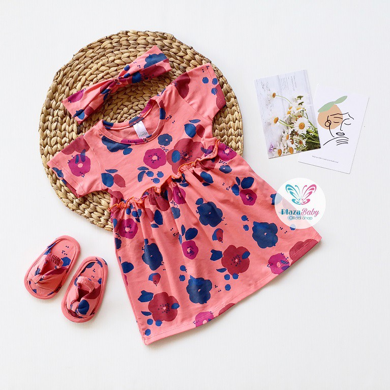 Plazababyku MX BRIYANA DRESS SANDALS dress bayi motif bunga yang lucu free headband + sandal