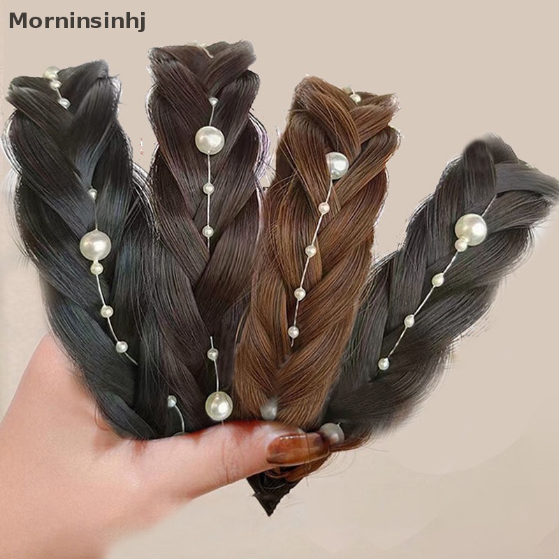 Mornin Melebar Tulang Ikan Kepang Bando Mutiara Wig Twist Handmade Retro Head Hoop Headwear Styling Rambut Malas Aksesoris Rambut Untuk Wanita id