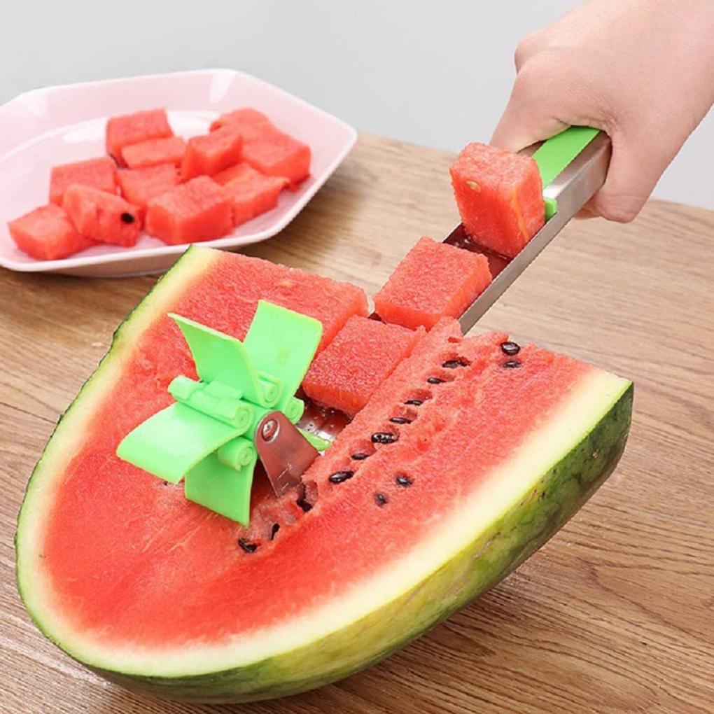 Pemotong Semangka Kincir Angin Waterproof Salad Cubes Slicer Melon Tongs Corer Pengupas Serbaguna Alat Buah Sayur