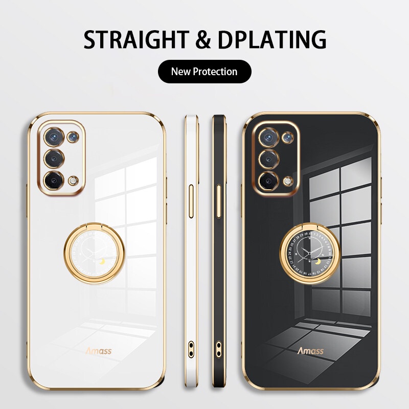 Andyh Casing Ponsel Silikon Ultra Tipis Untuk OPPO A74 5G A93 5G A93S 5G A54 5G Deluxe Fall Protection Gold Band Dengan Jam Cincin Dan Lanyard Gratis