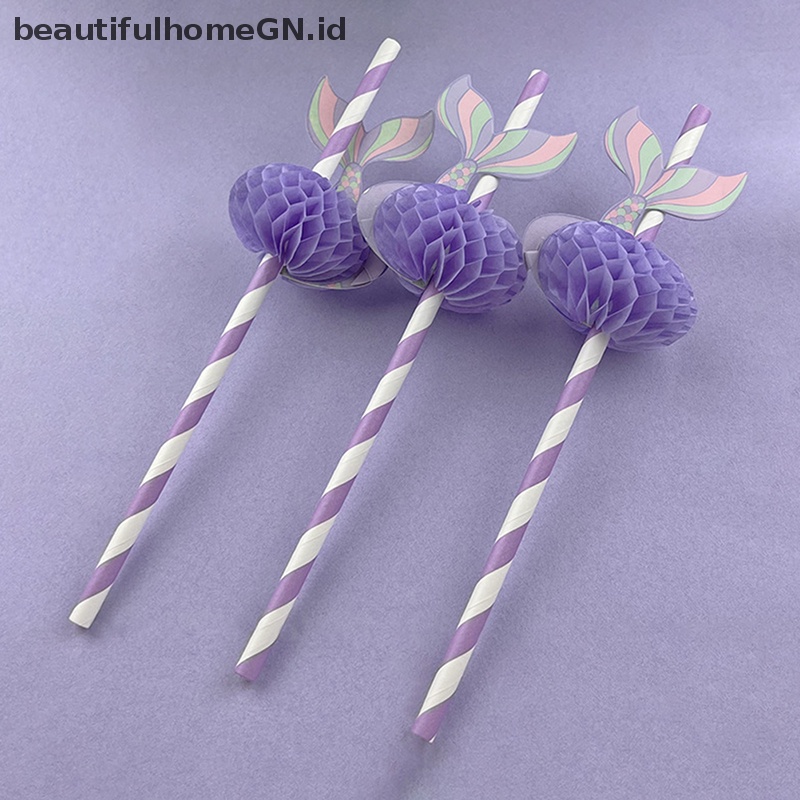 {Cantik} 10pcs Kreatif Mermaid Tail Honeycomb Straw Under the Sea Mermaid Party Decor~