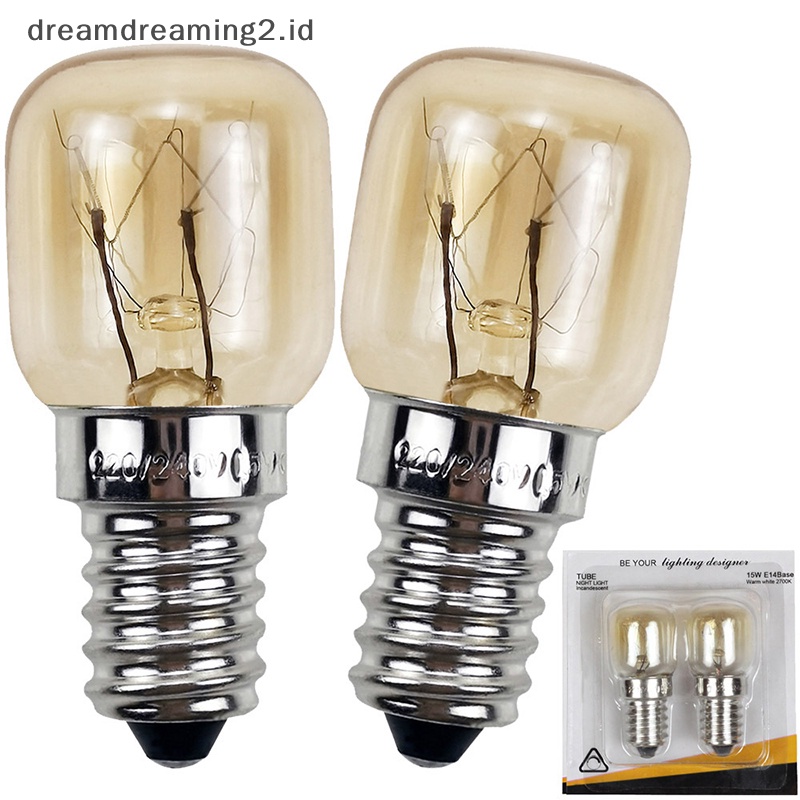 (drea) 2pcs 15/25W 220V E14 300derajat Lampu Oven Microwave Tahan Suhu Tinggi //