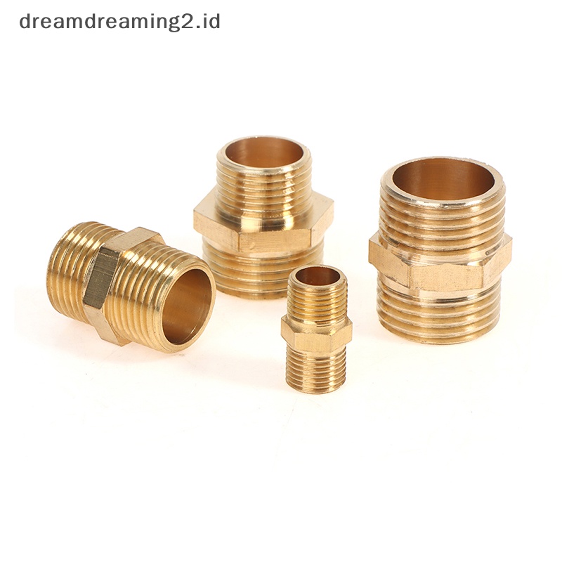 (drea) Pipa Kuningan Hex Nipple Adapter BSP Male to Male Drat Air Minyak Gas Connecto //