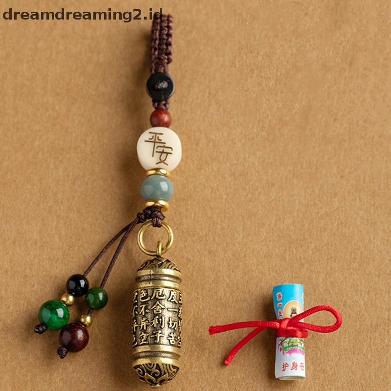 (drea) Kuningan Enam Kata Mantra Budha Gantungan Kunci Mobil Liontin Handmade DIY Keyrings Hadiah //