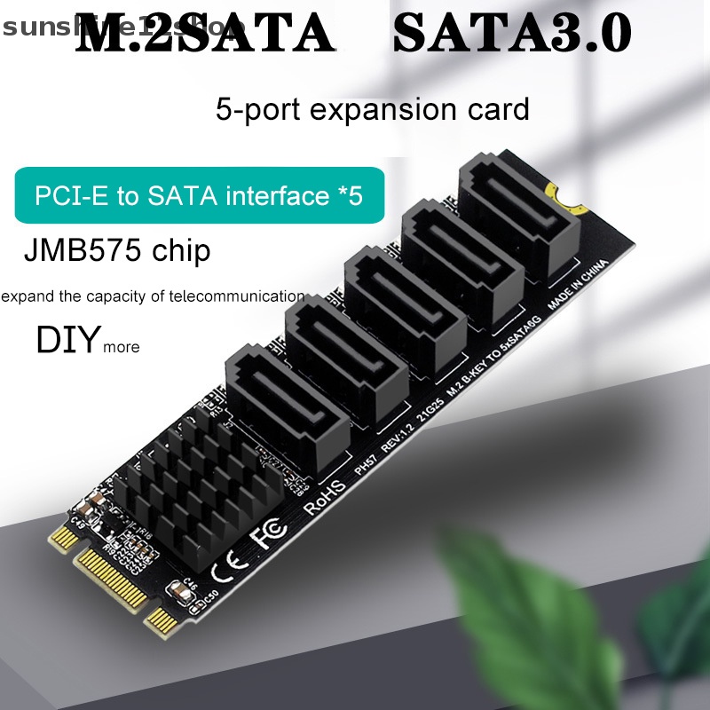 Sho M.2 NGFF B-Key SATA to SATA 3kartu Ekspanding 5port Kartu Ekspanding 6Gbps JMB575 N