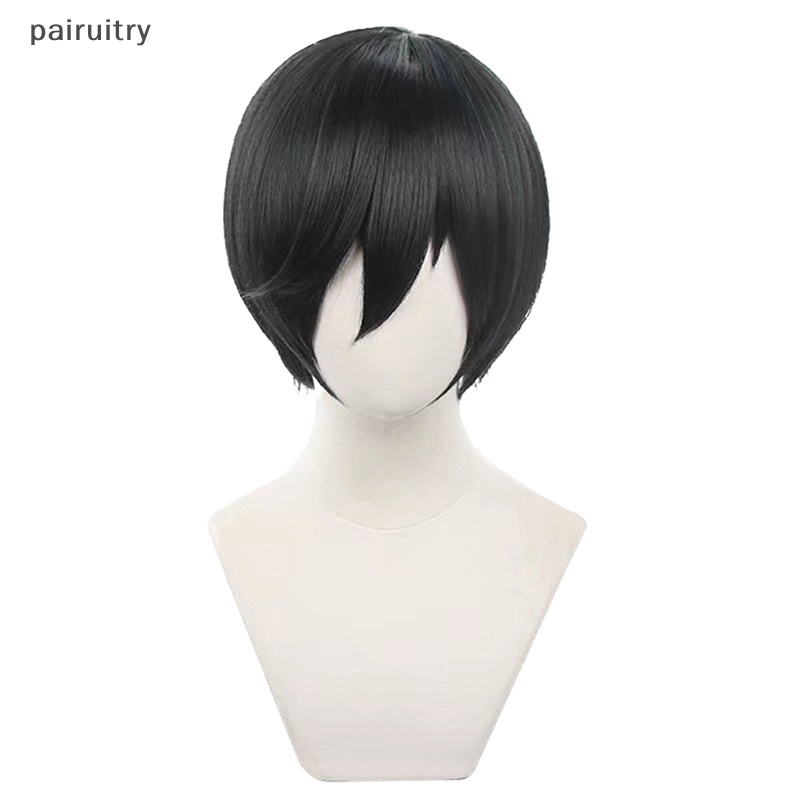 Wig Cosplay PRT Rin Itoshi BLUE LOCK Itoshi Rin Wig 30cm Hijau/Hitam Cosplay Anime Cosplay Wig Tahan Panas PRT