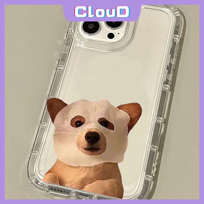 IPHONE Masker Lucu Cute Cat Dog Airbag Phone Case Kompatibel Untuk Iphone11 12 13 14 Pro MAX XR 8 7 6 6S Plus X XS MAX 7Plus SE 2020 Pasangan Shockproof Lembut Bening Kartun Penutup Belakang