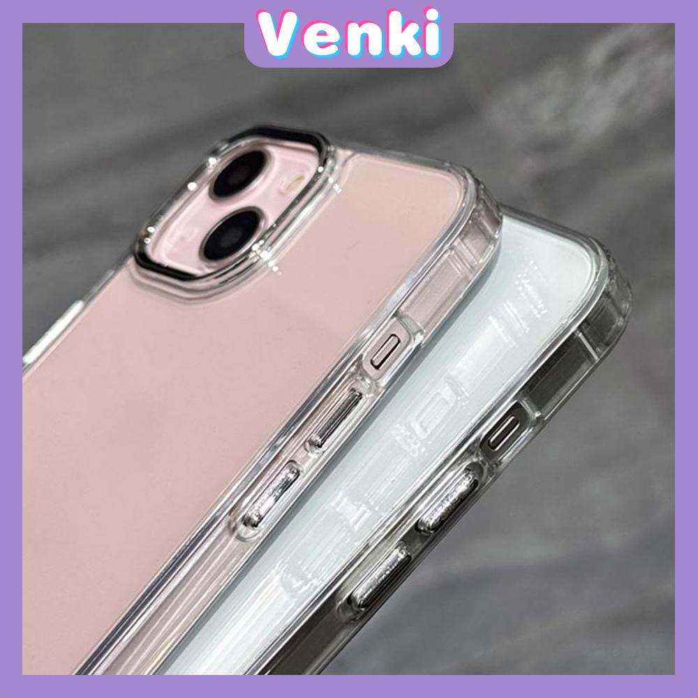 VENKI-Untuk iPhone Case Mewah Disadur Lensa Soft Case TPU Perlindungan Kamera Clear Case Bisnis Sederhana Kompatibel iPhone 14 Pro Max 13 Pro max 12 Pro Max 11 xr xs max 7 6S